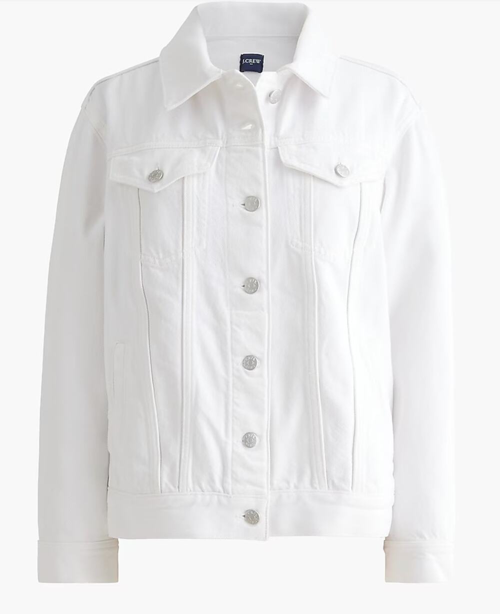 J Crew Relaxed Denim Jacket S White NWT Jean Button Capsule CJ090